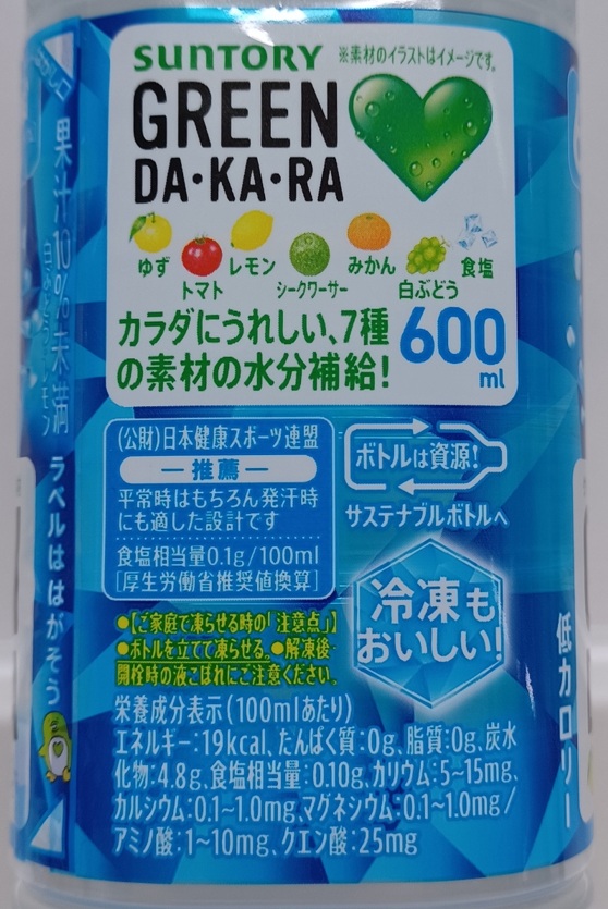 グリーンダカラの成分表の写真